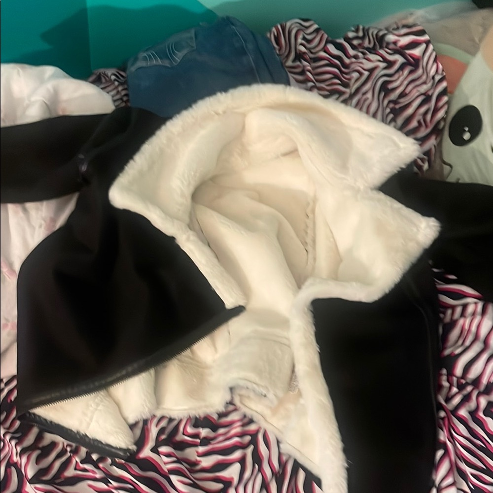 Black and White Faux Fur Jacket